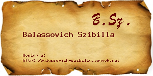 Balassovich Szibilla névjegykártya